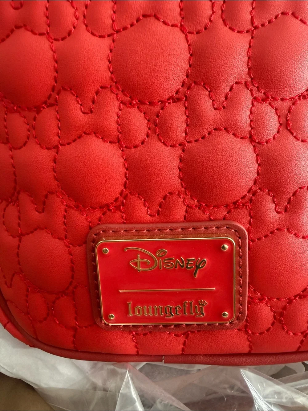 Disney Red Quilted Mini Backpack Crossbody by Loungefly